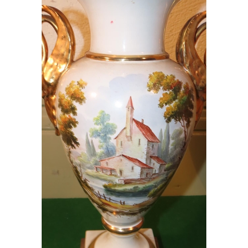 1025 - Antique Porcelain Vase Now Converted for Use as Table Lamp Approximately 18 Inches High