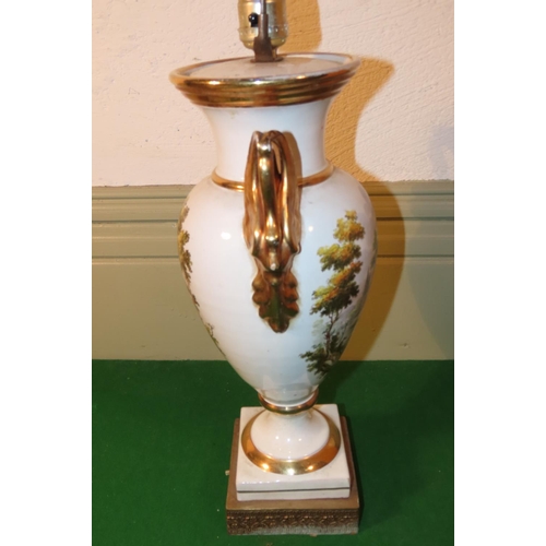 1025 - Antique Porcelain Vase Now Converted for Use as Table Lamp Approximately 18 Inches High