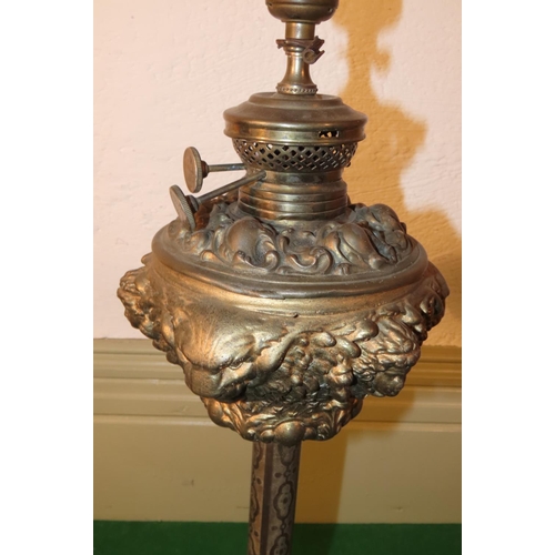 1026 - Antique Cast Brass Ormolu Mounted Table Lamp Pedestal Form Approximately 22 Inches High