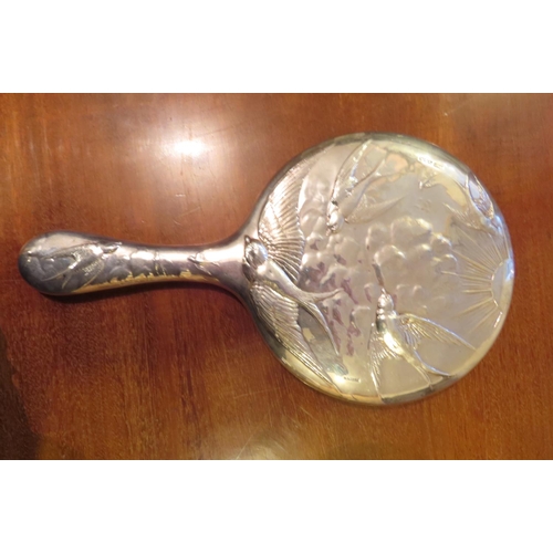 103 - Another Antique Solid Silver Hand Mirror Approximately 10 Inches High Decorated with Various Cherub ... 