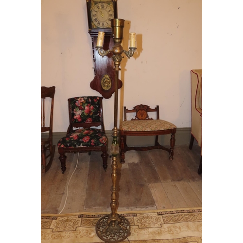 1030 - Emerald Crystal and Brass Mounted Floor Lamp Approximately 5ft 6 Inches High