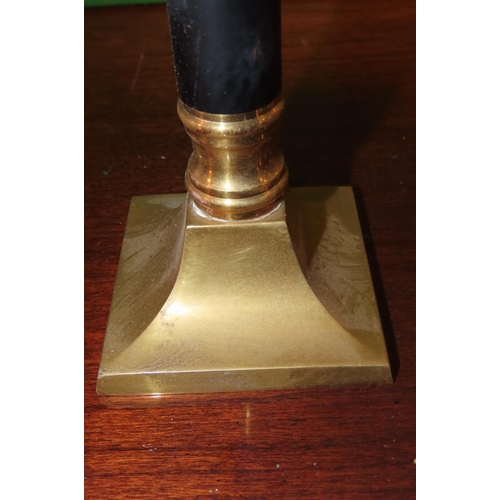 1039 - Pair of Cast Brass Pedestal Form Candle Rests Each Approximately 9 Inches High