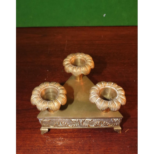 1040 - Four Cast Brass Vintage Peacock Decorated Napkin Rings and Candle Holder Five Pieces in Lot