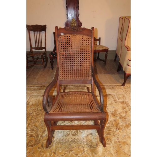 1041 - Edwardian Carved Walnut Rocking Chair