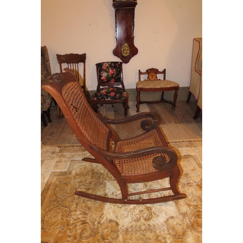 1041 - Edwardian Carved Walnut Rocking Chair