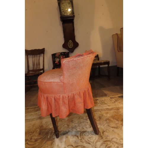 1042 - Tub Frame Armchair with Over Upholstery Silk Upholstery Beneath