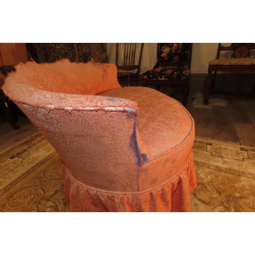 1042 - Tub Frame Armchair with Over Upholstery Silk Upholstery Beneath