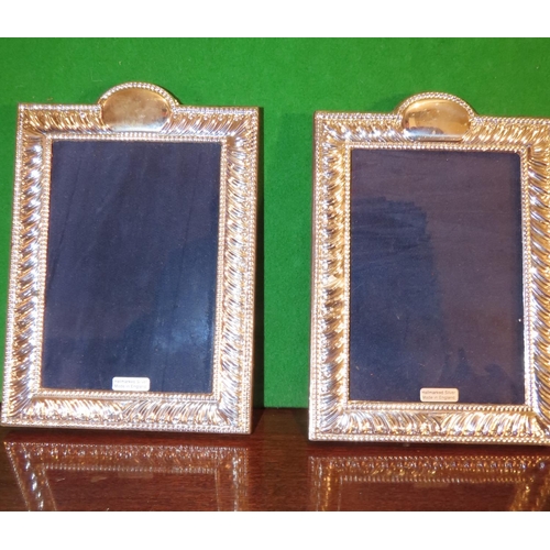 1048 - Pair of Solid Silver Photograph Frames Shaped Form with Gadrooned Decoration Approximately 8 Inches ... 