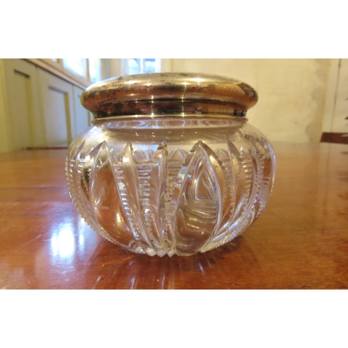 105 - Antique Solid Silver Top Desk Jar Approximately 4 Inches Diameter