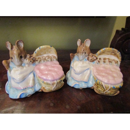 1061 - Two Beswick Beatrix Potter Figures Hunca Munca Each Approximately 3 Inches Wide