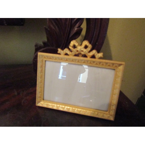 1064 - Ormolu Mounted Photograph Frame with Upper Ribbon Motif Decoration Approximately 4 Inches Wide Finel... 