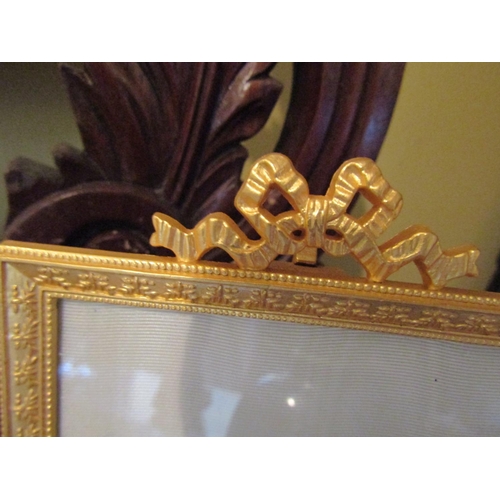 1064 - Ormolu Mounted Photograph Frame with Upper Ribbon Motif Decoration Approximately 4 Inches Wide Finel... 