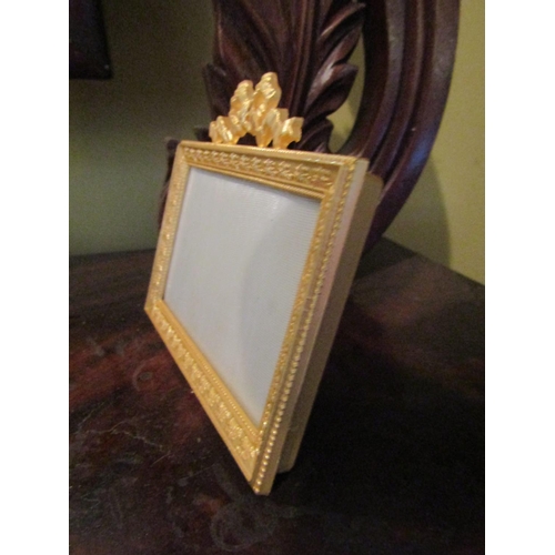 1064 - Ormolu Mounted Photograph Frame with Upper Ribbon Motif Decoration Approximately 4 Inches Wide Finel... 