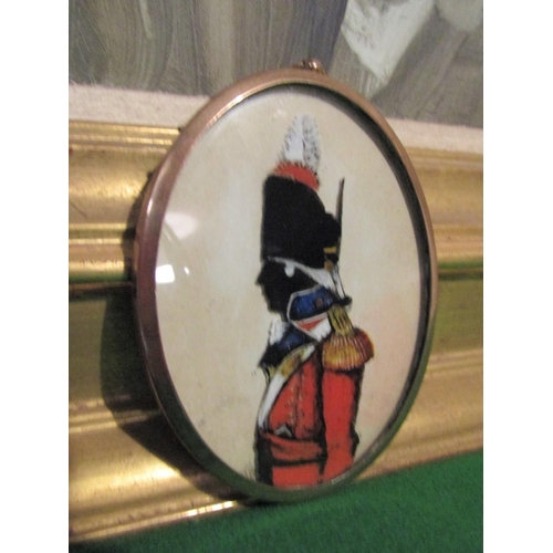 1071 - Antique Military Portrait Side Profile Approximately 5 Inches High Contained within Brassbound Frame