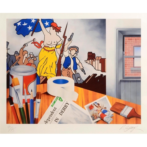 1085 - Robert Ballagh My Studio 1969 Fine Art Print Signed Approximately 40 Inches High x 50 Inches Wide Un... 