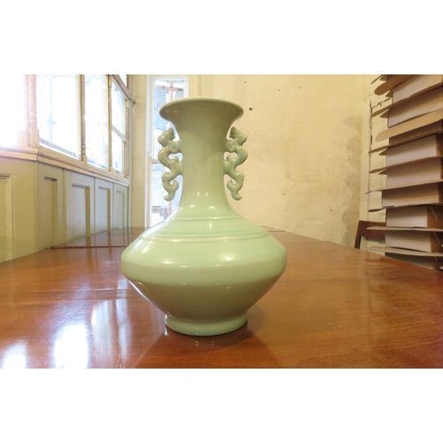 109 - Turquoise Oriental Mallet Form Vase Approximately 9 Inches High