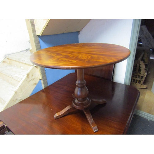 1092 - Figured Mahogany Circular Form Table Approximately 32 Inches Diameter x 30 Inches High Original Carv... 