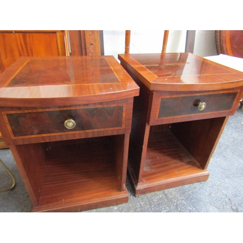 1096 - Pair of Figured Mahogany Crossbanded Side Lockers Attractive Form Each Approximately 16 Inches Wide ... 