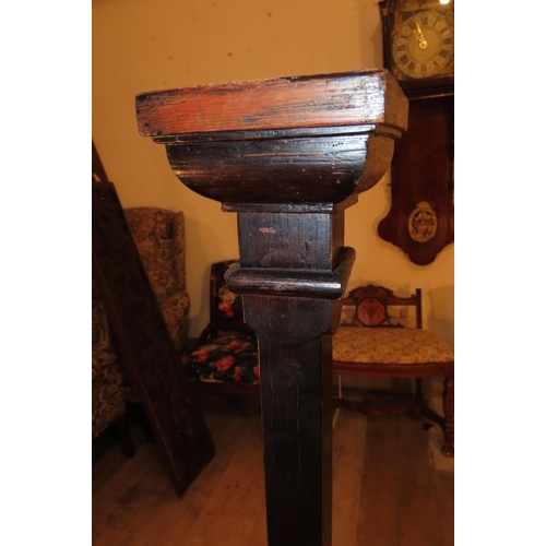 1100 - Two Unusual Antique Carved Wooden Floor Candle Stick Holders Pedestal Form Each Approximately 5ft 6 ... 