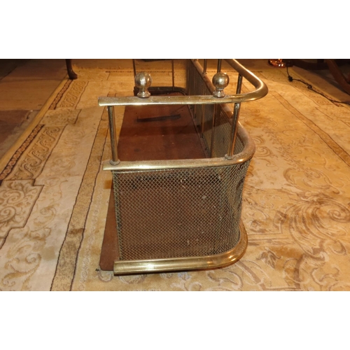 1101 - Large Antique Cast Brass Fire Fender with Meche Fire Guard to Lower Section To Fit 4ft 6 Inch Hearth... 