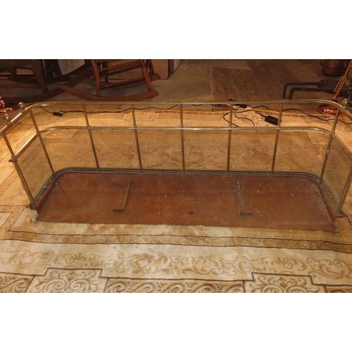 1101 - Large Antique Cast Brass Fire Fender with Meche Fire Guard to Lower Section To Fit 4ft 6 Inch Hearth... 