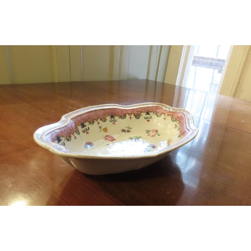 111 - Chinese Table Dish Shaped Form Decorated with Flowers Approximately 10 Inches Wide