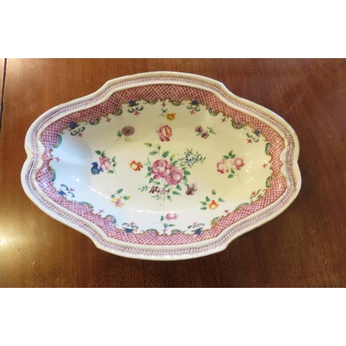 111 - Chinese Table Dish Shaped Form Decorated with Flowers Approximately 10 Inches Wide