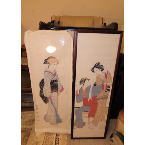 1114 - Two Eastern Pictures One Framed Each Approximately 4 Inches High