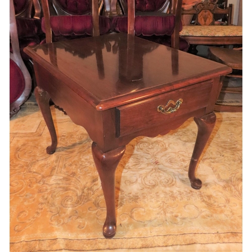 1115 - Carved Mahogany Single Drawer Side or End Table Approximately 16 Inches Wide x 20  Inches Deep x 19 ... 