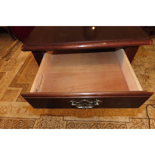 1115 - Carved Mahogany Single Drawer Side or End Table Approximately 16 Inches Wide x 20  Inches Deep x 19 ... 