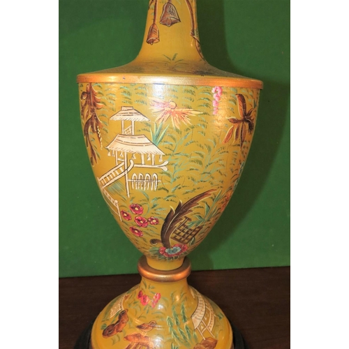 1116 - Toileware Yellow Ground Gilt Decorated Urn Form Large Size Approximately 32 Inches High Electrified ... 