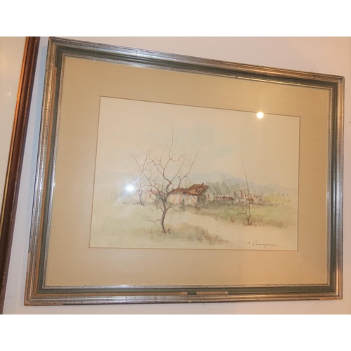 1120 - Watercolour The Homestead Finely Detailed Signed Indistinctly Lower Right Approximately 14 Inches Hi... 