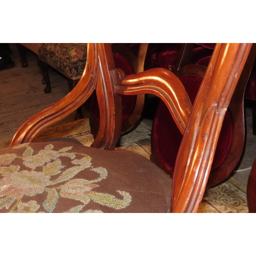 1125 - Pair of Victorian Mahogany Side Chairs with Tapestry Inset Upholstery