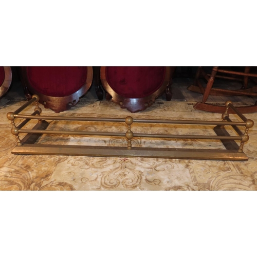 1133 - Antique Cast Brass Fender to Fit 4ft 6 Inch Hearth Double Rail Design