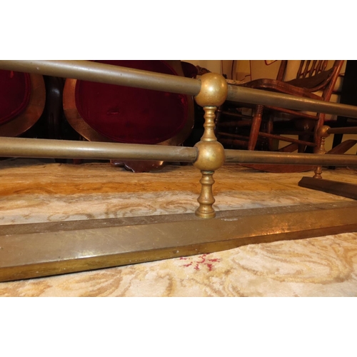 1133 - Antique Cast Brass Fender to Fit 4ft 6 Inch Hearth Double Rail Design