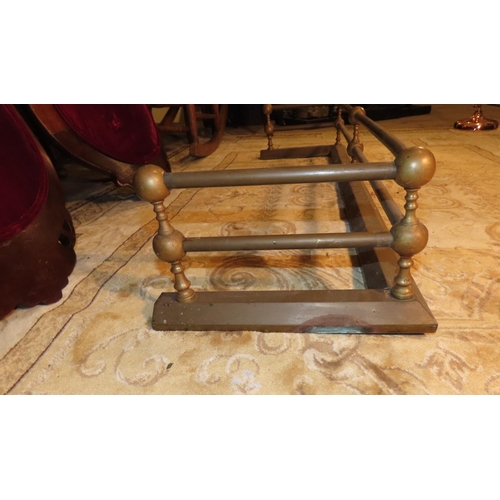 1133 - Antique Cast Brass Fender to Fit 4ft 6 Inch Hearth Double Rail Design