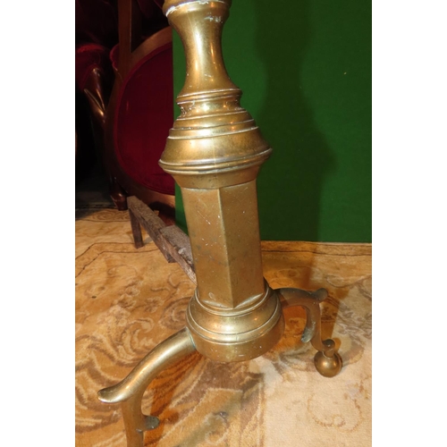 1135 - Pair of Antique Cast Brass Fire Ends Finial Form Each Approximately 14 Inches High