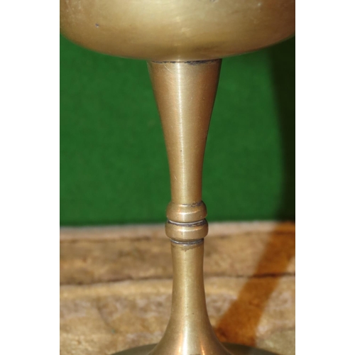 1139 - Two Cast Brass Candlesticks with Goblet and Pair of Antique Cast Brass Candlesticks Five Items in Lo... 