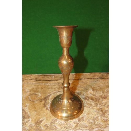 1139 - Two Cast Brass Candlesticks with Goblet and Pair of Antique Cast Brass Candlesticks Five Items in Lo... 