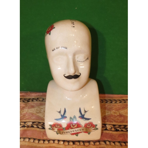 1148 - Fine Porcelain Phrenology Head with Stencilled Decoration Approximately 10 Inches High