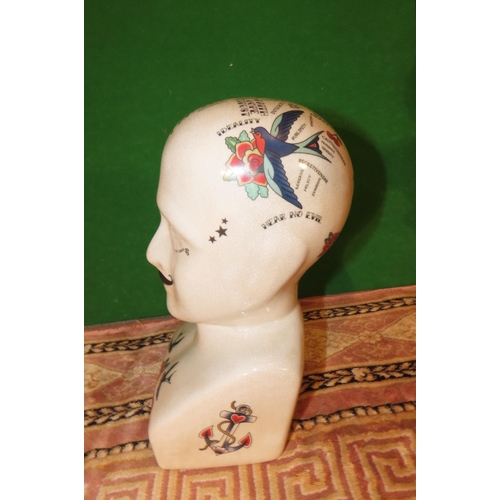 1148 - Fine Porcelain Phrenology Head with Stencilled Decoration Approximately 10 Inches High