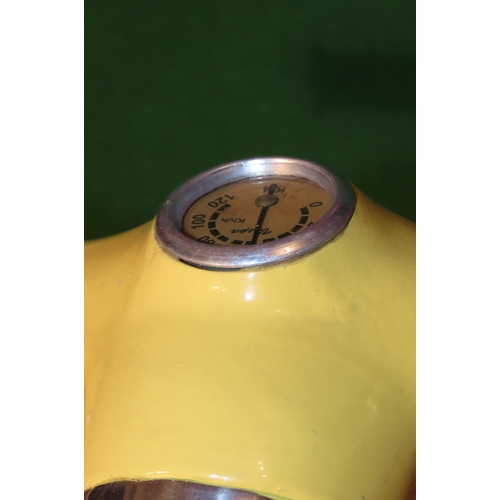 1150 - Pair of Yellow Ground Vespa Lamps Enamel Decorated Metal Electrified Working Order Good Original  Co... 