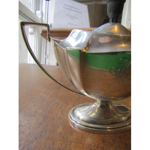 1151 - Antique Solid Silver Twin Handled Urn with Cover Pedestal Form Approximately 7 Inches Wide