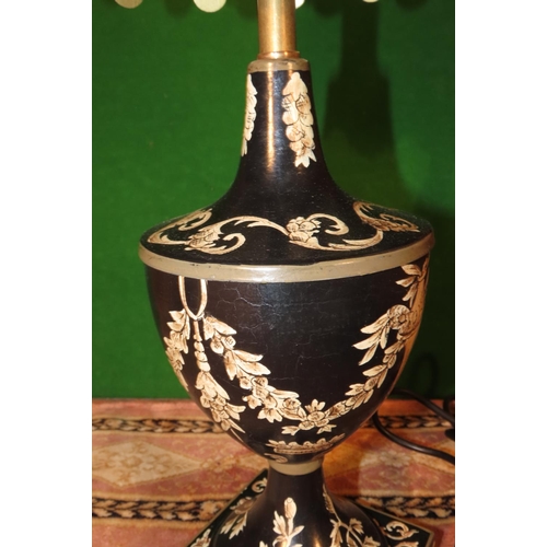 1152 - Pair of Toileware Urn Form Table Lamps with Handpainted Decoration Electrified Working Order Good Or... 