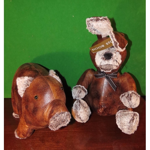 1160 - Pair of Leather Upholstered Door Stops Purchased New by the Vendor Each Approximately 9 Inches High