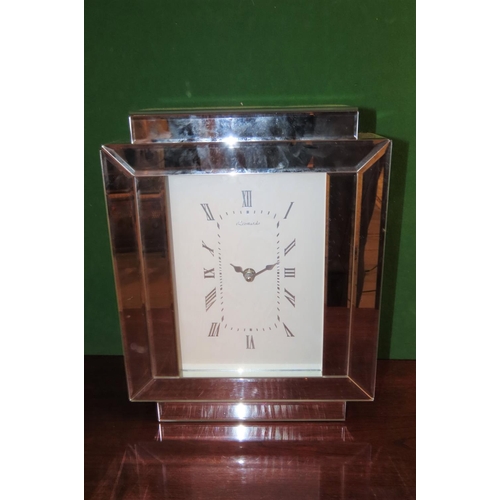 1162 - Designer Mirrored Mantel Clock Roman Numeral Decorated Dial Approximately 8 Inches High