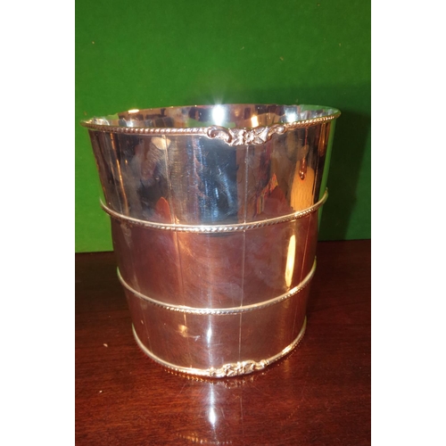 1165 - Pair of Barrel Form Silver Plated Wine Coolers Each Approximately 11 Inches High