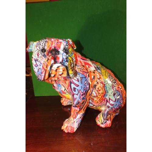 1166 - Designer Graffiti Decorated Seated Bulldog Approximately 12 Inches High