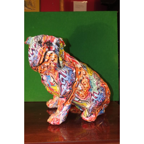 1166 - Designer Graffiti Decorated Seated Bulldog Approximately 12 Inches High