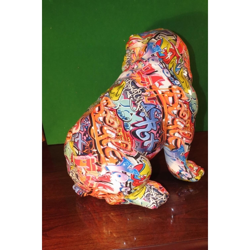 1166 - Designer Graffiti Decorated Seated Bulldog Approximately 12 Inches High